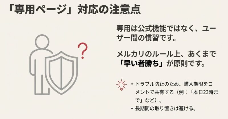専用ページの注意点